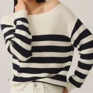 Maeve Striped Sweater - Dark Blue and White Size Xsmall